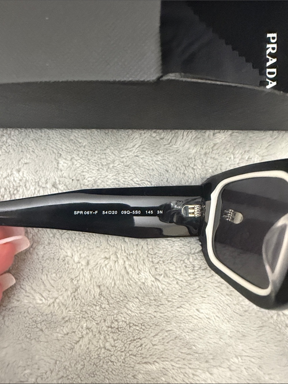 Prada Black Rectangular Sunglasses with Branded Case - Picture 3 of 5